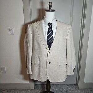 Dockers Linen Blazer Suit‎ Sport Coat Men 46R 55% Linen 2-Button Beige